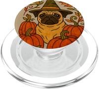 Halloween Pug Witch con zucche Autunno amanti dei cani PopSockets PopGrip per MagSafe
