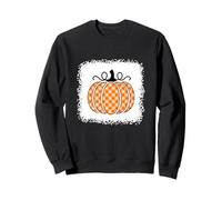 Halloween Pumpkin Bleached Arancione e Bianco Buffalo Plaid Felpa