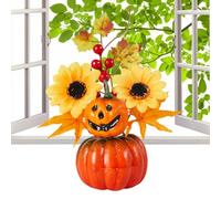Halloween Pumpkin Decor - PortablePumpkin Fall Decor With Sunflower | Decorative Accessories, Harvest Festival Ornament, Tabletop Bonsai For Mantel Classroom Thanksgiving Kitchen Halloween Home Autumn