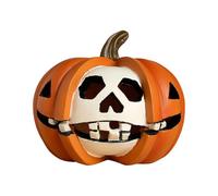 Halloween Pumpkin Decor, Spooky Skeleton Pumpkin Decoration, 4.33x4.33x3.74 inches Seasonal Horror Prop for Desk, Mantel, Table, Window, Haunted House, Shelf, Home, and Outdoor Courtyard Display