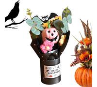 Halloween Pumpkin Flower Bouquet - Disposizione artificiale autunnale con foglie di eucalipto | Tavolo autunnale centrotavola per feste interne, display per atmosfera di Halloween e stagionale