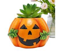 Halloween Pumpkin Flower Pot, Resin Ornamental Planter, Candy Box Container, Spooky Seasonal Decoration, Small Indoor Outdoor Planter, Home Garden Accent, Holiday Decor