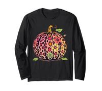 Halloween Pumpkin Leopard Print for Thanksgiving Fall Maglia a Manica