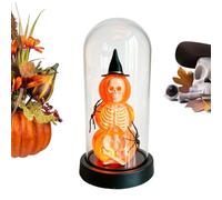Halloween Pumpkin Lights - Skeleton Desktop Ornament, Spooky Tabletop Decor