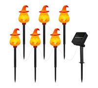 Halloween Pumpkin Lights, Solar Ground Stakes, 13.19x2.6in Garden Pathway Decor, Bright Orange Glow, Outdoor Halloween Light for Yard, Porch, Patio, Grave, Lawn, Display Stand