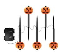 Halloween Pumpkin Pathway Lights - 5X Pumpkin String Walkway Lights, Battery Powered Stakes Holiday Garden Yard Decor, Creates Festive Atmosphere for Outdoor Halloween Displays