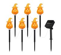 Halloween Pumpkin Pathway Lights, Solar Ground Stake Light, Adjustable ABS Design with Display Stand, Porch Grave Patio Outdoor Decor, 13.19x2.6x2.6 Inches, Yellow Black, 1 Set