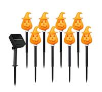 Halloween Pumpkin Pathway Lights, Solar Ground Stake Light, Adjustable ABS Design with Display Stand, Porch Grave Patio Outdoor Decor, 13,19 x 2,6 x 2,6 pollici, giallo nero, 1 set