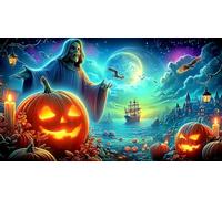 Halloween-pumpkin-spirits Jigsaw Puzzle Impossible 1000Pcs Decorazione per la casa. Rilassamento e Intelletto per adulti e ragazzi da 14 anni 75x50cm/1000pcs