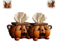 Halloween Pumpkin Tissue Box Holder, Halloween Pumpkin Decor, Tissue Box Cover, Cute Fall Decor, Toilet Paper Holder Suitable for Holiday Decorations, Daily Home Use (2pcs)