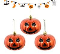Halloween Pumpkin Tree Decorations - PVC Hanging Ornaments | Illusion Matte Design | Indoor Outdoor Hallooween Decor | Hangiengs Pumpkins Baubles for Trees | 3pcs Halloween Hangings