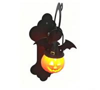 Halloween Pumpkin Wall Light 6cm ABS Arancione Motivo Pipistrello | ABS Material, Lightweight, Bat And Pumpkin Motifs, Office School Desktop Decor, Easy Setup