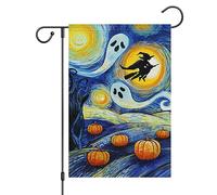Halloween Pumpkin Welcome Starry Night G-Host Witch Bandiere Verticale Robuste Bandiera Da Giardino Durevole Bandiera Per Festival Giardino Interno 30X45Cm