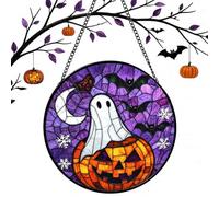 Halloween Pumpkin Window | Suncatcher 2D Spooky Crystal Glass Pumpkin | Ornaments Halloween for Window Door Wall Home Room Office Garden Party Indoor Outdoor