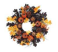 Halloween Pumpkin Wreath, Door Hanger Garland Autumn Colorful Decor, Halloween Wreath Maple Leaves Garland For Balcony Wall Lawn Garden Porch Window Display Home
