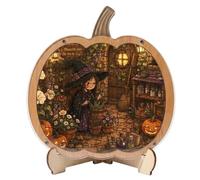 Halloween Puzzle - 7.87 Inches, Wooden Cute Pumpkin Ghost Figurine
