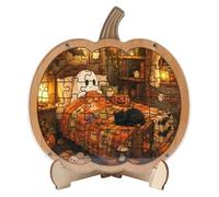 Halloween Puzzle - 7.87 Inches, Wooden Cute Pumpkin Ghost Figurine