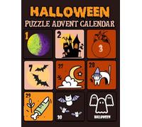 Halloween Puzzle Advent Calendar for Kids Ages 6-12: 31 Days of Word Searches, Mazes, and Sudoku: Fun Halloween Countdown Activity Book, Black & White Edition, 189 Pages
