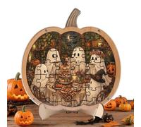 Halloween Puzzle, Pumpkin Ghost Figurine, Tabletop Holiday Decor