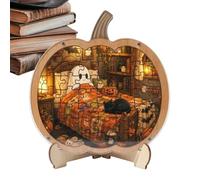 Halloween Puzzle, Pumpkin Ghost Figurine, Tabletop Holiday Decor