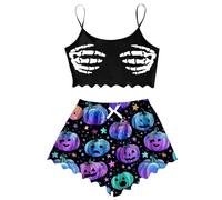 Halloween Pyjamas Women - da Notte a Tema Halloween con Canotta Senza Maniche e Stampato per Comfort e Relax Durante la Notte