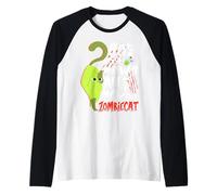 Halloween, quindi metti le tue zampe su di me, Tu Zombie Cat Maglia con Maniche Raglan