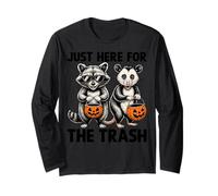 Halloween Raccoon Possum Just Here for The Trash Maglia a Manica