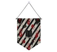 Halloween Red Devil's Eye Blood Handprint appeso banner in tessuto con asta telescopica banner display parete appeso decorazioni per feste per porte, pareti, finestre, giardini, cortile suministros