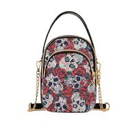 Halloween Red Rose Skulls borse a tracolla da viaggio alla moda per le donne con multi tasche borse a mano per lavoro