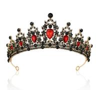 Halloween Regina Corona Gotica Nero E Rosso Nobile Tiara Per Costume Regina | Elegante corona gotica di Halloween per regine di Halloween, eventi a tema, abbigliamento da palcoscenico e regali
