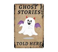 Halloween Retrò Con Spavento Di Fantasmi, Storie Di Fantasmi Raccontate Qui Targa In Metallo Vintage Cartello Decorativo Retrò Cartelli Metallo Per Bagno Garage Soggiorno