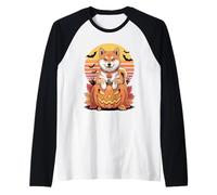 Halloween Retro Japanese Shiba Inu Maglia con Maniche Raglan