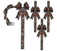Halloween Ribbon Bows 4 Pieces - Funny Kitchen Cabinet Halloween Bows for | Funny Kitchen Cabinet Halloween Bows for Home Bedroom Entryway | Mantel Wall Tree Office Party Holiday Halloween Ribbon Bows