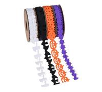 Halloween Ribbon For Wreaths - 4 Rolls 10m Spooky Pumpkin Bat Ghost Web Des | Sewing Crafts Ribbon Halloween Ribbon For Pumpkin Bat Ghost Web Present Package Party Table Decoration Craft Project Supplies
