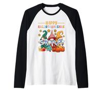 Halloween Ringraziamento Natale Felice HalloThank mas Gnomes Maglia con Maniche Raglan