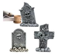 Halloween RIP Graveyard Tombstones - Small Resin Spooky Graves Decor Lawn