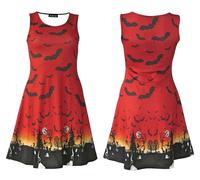 Halloween Rosso Arancione Ombre Bats Inquietante Gatto Grim Reaper Haunted House