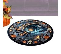 Halloween Round Door Mat 60x60cm Spooky 3D Visual Design For Bathroom