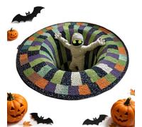 Halloween Round Rug Non-Slip Spooky Soft Scary Optical Illusion Mat