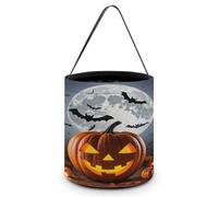Halloween Sacchetto di Zucca Halloween Moon Bat Pumpkin Borse Zucche | Riutilizzabile Secchiello per Zucca di Halloween Portatile Sacchetto di Zucca per Decor Banchetti