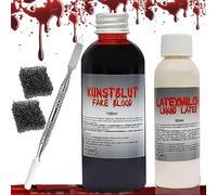 Halloween Sangue Finto Realistico, Trucco Sangue Finto, 100 ml Sangue Finto Lavabile, Sangue Finto per Vestiti, Plasma Coagulato per Carnevali, Film, Scherzi, Ferite Simulate, Vampiri, Cosplay