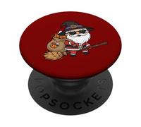 Halloween Santa Volare su Scopa Divertente Costume Art PopSockets PopGrip Adesivo