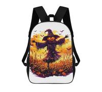 Halloween Scarecrow with Pumpkin Head Zaino Scolastico Per Bambini, Stampato in 3D, Borsa Scolastica Alla Moda, Borsa Scolastica Casual Per Ragazzi, Studenti Delle Scuole Elementari E Medie 17inch