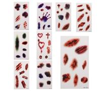 Halloween Scars 10 Sheets Temporary - Realistic Waterproof | | Fake Wound Stitches Blood Body Art Stickers Makeup Cosplay Props Kit for Men Women Kids Party Dress Up Masquerade Decor