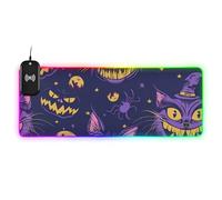 Halloween Scary Cheshire Cat Trendy Wirel Ricarica Glowing Mouse Pad per Scrivania Cool Desk 30.6 x 15.7 pollici Tappetino per Mouse Computer