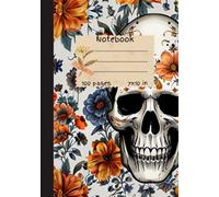 Halloween scary notebook: Cute floral scull cover