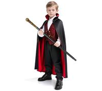 Halloween Scary Vampire Wizard Prince Bat Costumes for Kids Toddlers, Unisex Gothic Vampire Stand-Up Collar Dress Cloak Cape Robes, 3 4 5 6 7 8 9 10 anni Old Kids Girls Birthday Role Party Gifts