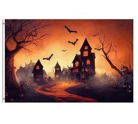 Halloween Scene Of Ghost House With Bats And Jack-O-Lanterns Bandiera Pirata 90X150Cm Doppia Faccia Bandiere Stagionali Bandiera Dei Pirati Per Festival Prato Interni