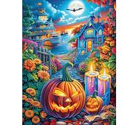 Halloween Scene with Pumpkins And Candles Puzzle 1000 Pezzi Per Lui Amici E Colleghi Science Fiction Magical Dream Rompicapo Sfida Impossibile Giochi Da Tavolo Serate in Gruppo Regalo Natale 2025 1000