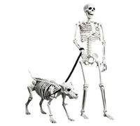 Halloween Scheletro Articolato con Cane, Creepy Outdoor Cortile Prop Set | Scheletro Articolato Corpo Intero, Cane in Cammino Design, Articolazioni Mobili per Cortile Cancelletto Giardino Ingresso